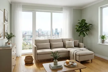 Lovis 3-sits Soffa med vändbar Divan i tyg - Beige - Möbler - Vardagsrum - Soffor - Divansoffa & schäslong