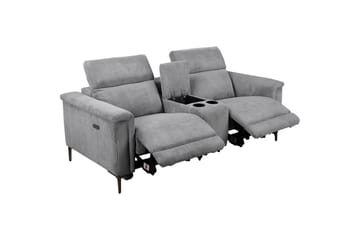 Lund 2-sits Reclinersoffa 194 cm med Förvaring i Tyg - Grå - Möbler - Vardagsrum - Soffor - Reclinersoffor & Biosoffor