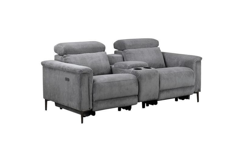 Lund 2-sits Reclinersoffa 194 cm med Förvaring i Tyg, Grå