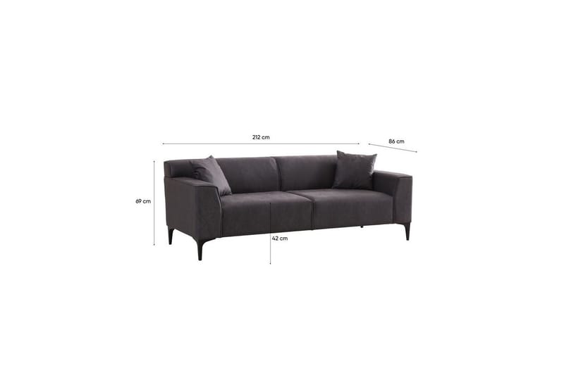 Malpani Soffa 3-sits - Antracit - Möbler - Vardagsrum - Soffor - 3-sits soffor