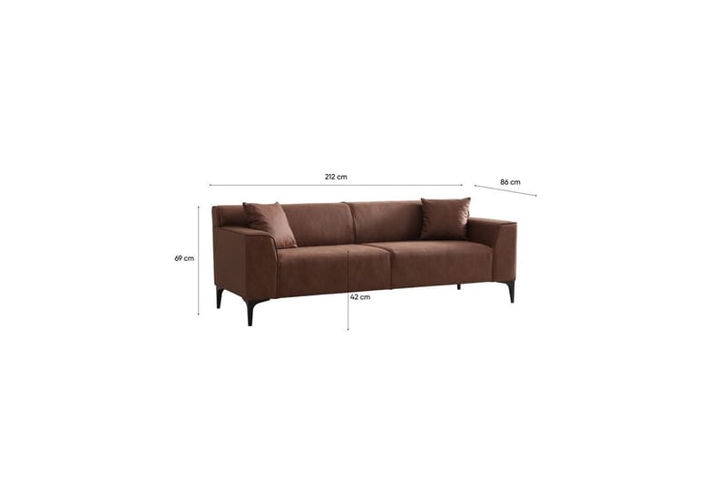Malpani Soffa 3-sits - Cognac - Möbler - Vardagsrum - Soffor - 3-sits soffor