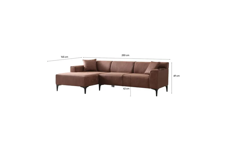 Malpani Soffa med Divan 4-sits - Cognac - Möbler - Vardagsrum - Soffor - Divansoffa & schäslong