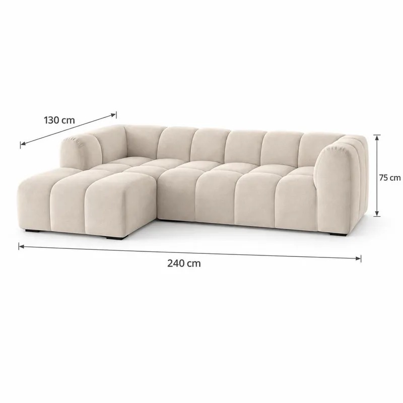 Marlow 3-sits Bubblig Divansoffa vänster - Beige - Möbler - Vardagsrum - Soffor - Divansoffa & schäslong