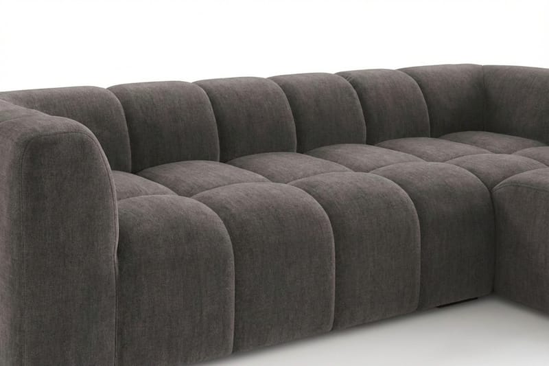 Marlow 3-sits L-formad Bubblig Divansoffa Höger med Schäslong i Tyg - Grå - Möbler - Vardagsrum - Soffor - Divansoffa & schäslong