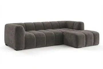 Marlow 3-sits L-formad Bubblig Divansoffa Höger med Schäslong i Tyg - Grå - Möbler - Vardagsrum - Soffor - Divansoffa & schäslong