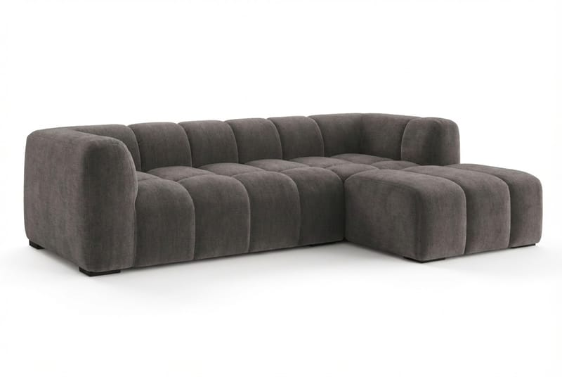 Marlow 3-sits L-formad Bubblig Divansoffa Höger med Schäslong i Tyg - Grå - Möbler - Vardagsrum - Soffor - Divansoffa & schäslong