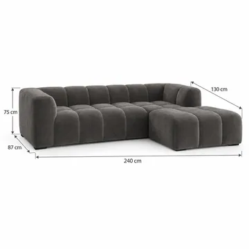 Marlow 3-sits L-formad Bubblig Divansoffa Höger med Schäslong i Tyg - Grå - Möbler - Vardagsrum - Soffor - Divansoffa & schäslong
