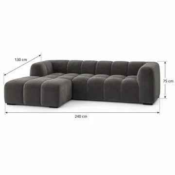 Marlow 3-sits L-formad Bubblig Divansoffa Vänster med Schäslong i Tyg - Grå - Möbler - Vardagsrum - Soffor - Divansoffa & schäslong