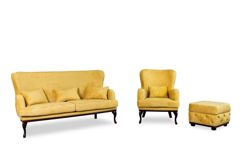 Mattias 3-sits Soffa Sammet - Gul - Möbler - Vardagsrum - Soffor - 3-sits soffor