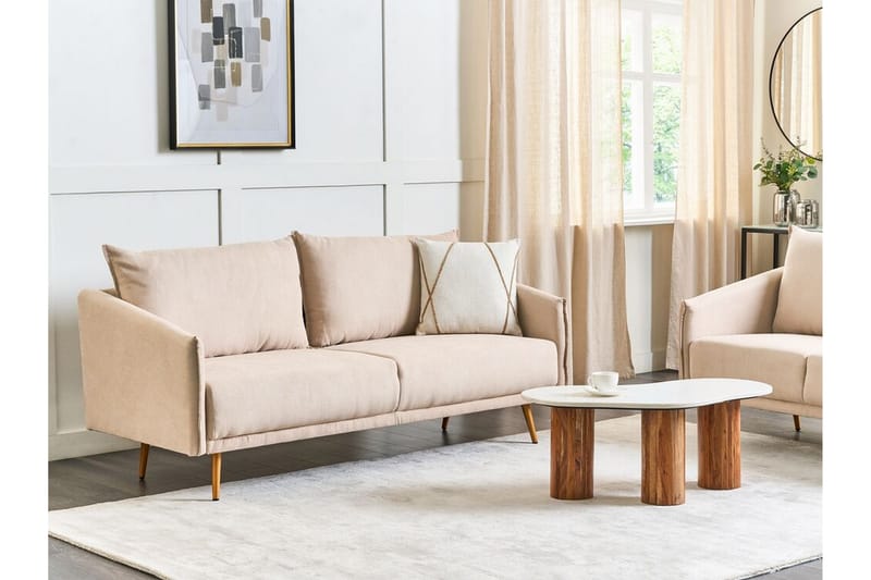 Maurana Soffa 3-sits - Beige/Guld - Möbler - Vardagsrum - Soffor - 3-sits soffor