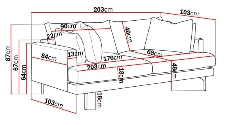 Menard 3-sits Djup Manchestersoffa - Greige - Möbler - Vardagsrum - Soffor - 3-sits soffor