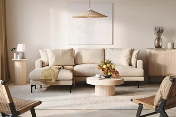 Menard 3-sits Vänstervänd L-formad Djup Divansoffa i Manchester - Beige - Möbler - Vardagsrum - Soffor - Divansoffa & schäslong