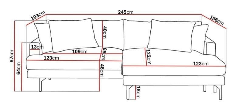 Menard 4-sits Högervänd L-formad Divansoffa i Tyg - Brun - Möbler - Vardagsrum - Soffor - Divansoffa & schäslong