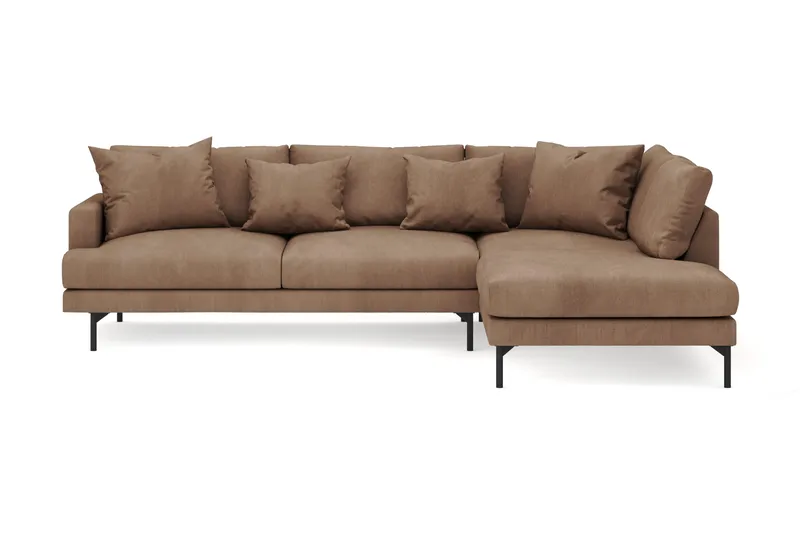 Menard 4-sits Högervänd L-formad Djup Schäslongsoffa i Manchester - Brun - Möbler - Vardagsrum - Soffor - Divansoffa & schäslong