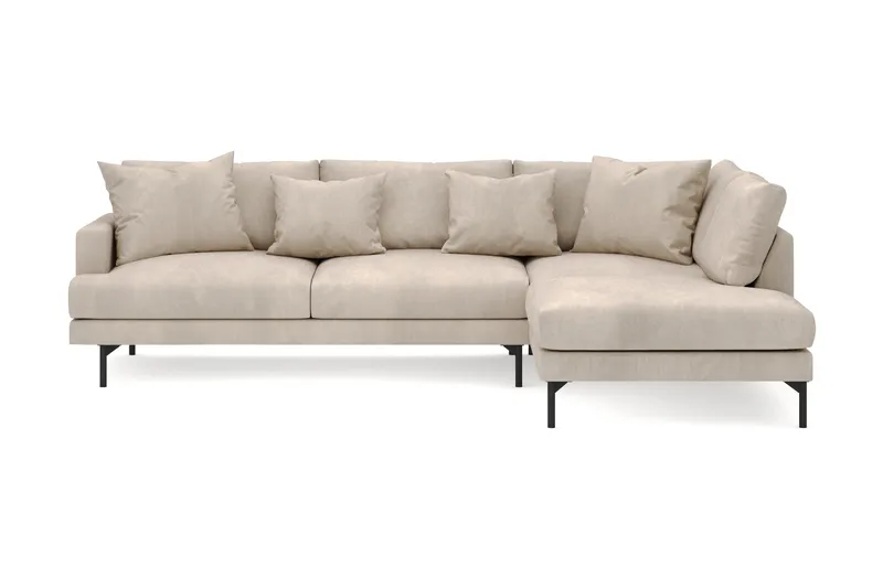 Menard 4-sits Högervänd L-formad Djup Schäslongsoffa i Manchester - Greige - Möbler - Vardagsrum - Soffor - Divansoffa & schäslong