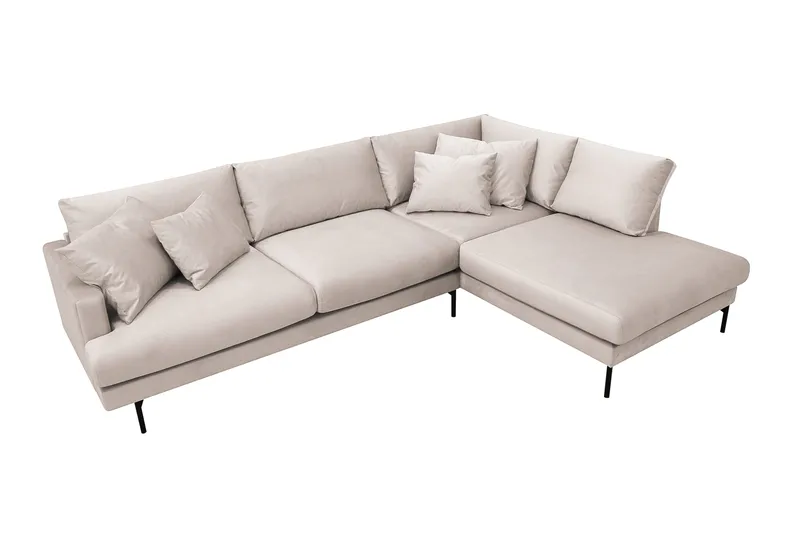 Menard 4-sits Högervänd L-formad Djup Schäslongsoffa i Sammet - Beige - Möbler - Vardagsrum - Soffor - Divansoffa & schäslong