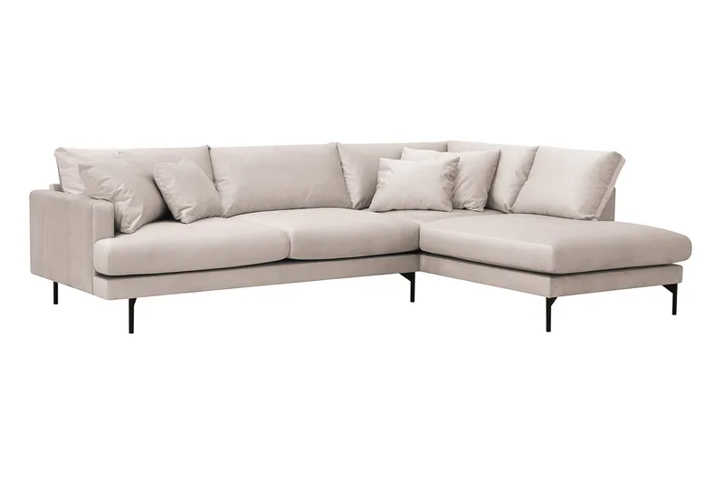 Menard 4-sits Högervänd L-formad Djup Schäslongsoffa i Sammet - Beige - Möbler - Vardagsrum - Soffor - Divansoffa & schäslong