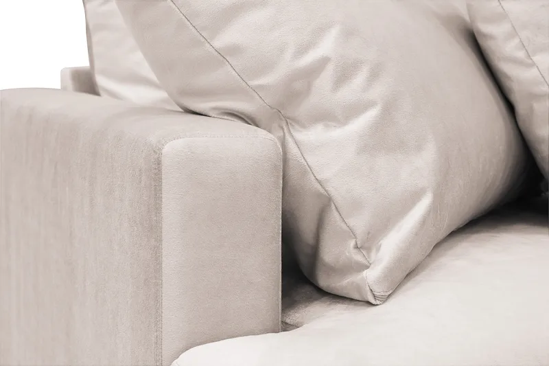 Menard 4-sits Högervänd L-formad Djup Schäslongsoffa i Sammet - Beige - Möbler - Vardagsrum - Soffor - Divansoffa & schäslong