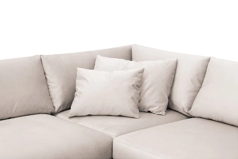 Menard 4-sits Högervänd L-formad Djup Schäslongsoffa i Sammet - Beige - Möbler - Vardagsrum - Soffor - Divansoffa & schäslong