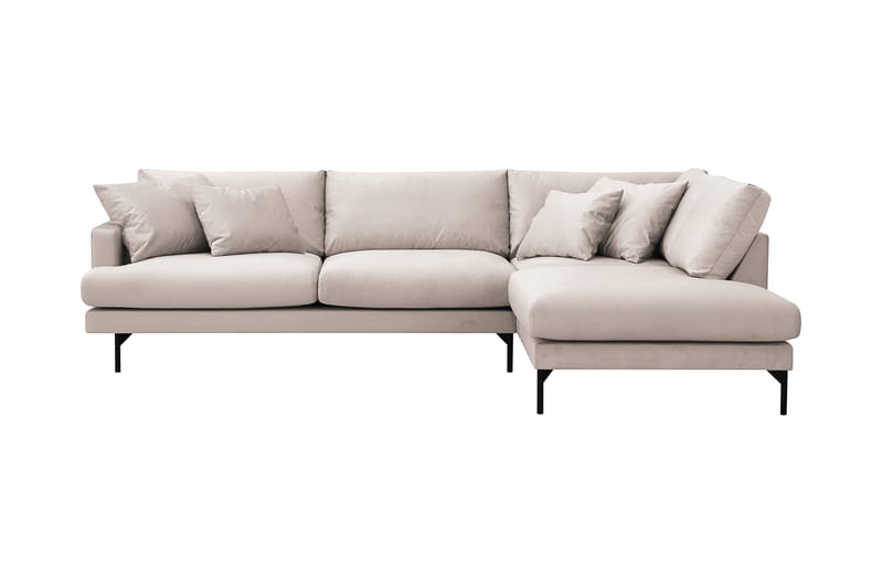 Menard 4-sits Högervänd L-formad Djup Schäslongsoffa i Sammet - Beige - Möbler - Vardagsrum - Soffor - Divansoffa & schäslong