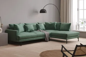 Menard 4-sits Högervänd L-formad Djup Schäslongsoffa i Sammet - Mörkgrön - Möbler - Vardagsrum - Soffor - Divansoffa & schäslong