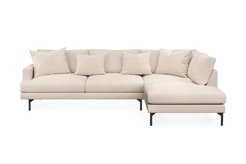 Menard 4-sits Högervänd L-formad Djup Schäslongsoffa i Tyg, Beige