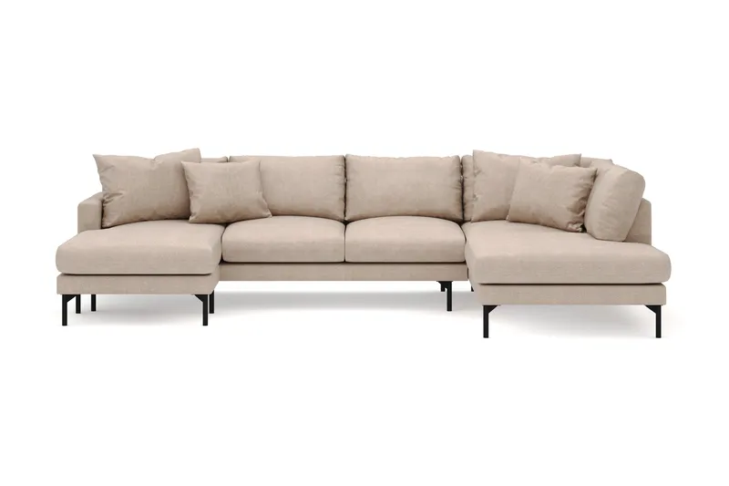 Menard 4-sits Högervänd Stor U-formad Djup Soffa med Divan och Schäslong i Tyg - Beige - Möbler - Vardagsrum - Soffor - U-soffor