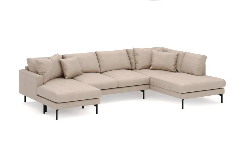 Menard 4-sits Högervänd Stor U-formad Djup Soffa med Divan och Schäslong i Tyg - Beige - Möbler - Vardagsrum - Soffor - U-soffor