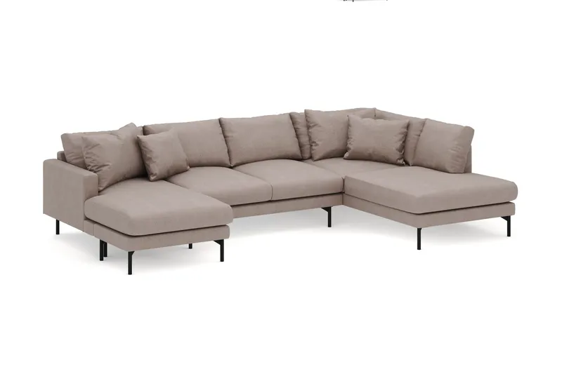 Menard 4-sits Högervänd Stor U-formad Djup Soffa med Divan och Schäslong i Tyg - Brun - Möbler - Vardagsrum - Soffor - U-soffor