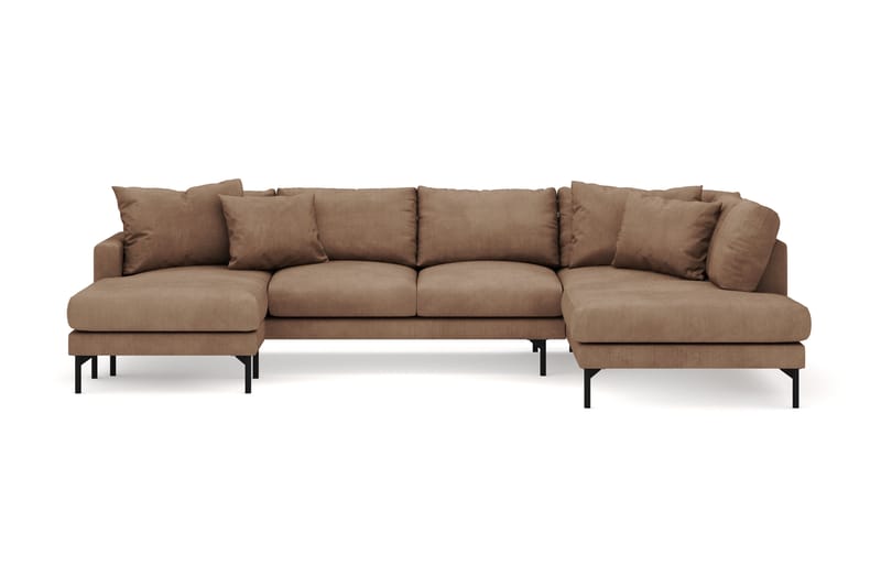 Menard 4-sits Högervänd U-formad Soffa med Divan och Schäslong i Manchester - Brun - Möbler - Vardagsrum - Soffor - U-soffor