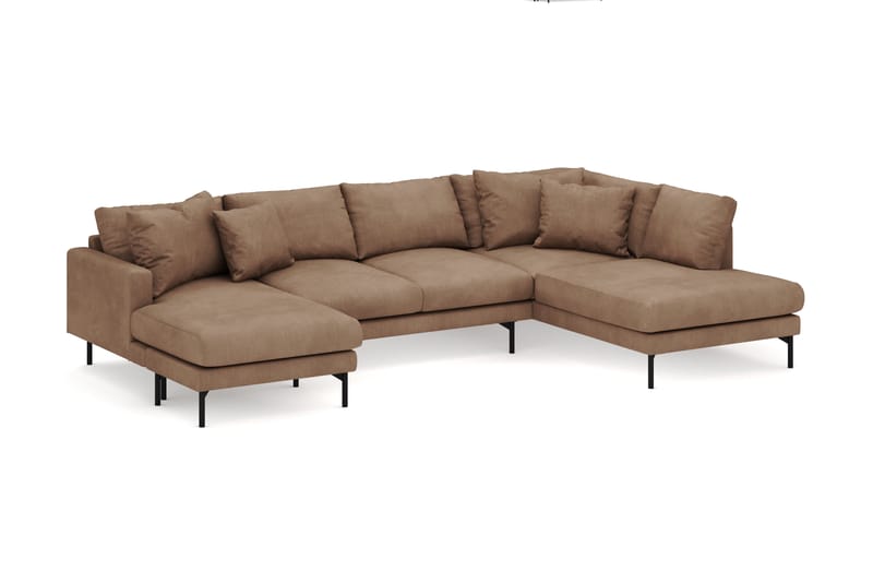 Menard 4-sits Högervänd U-formad Soffa med Divan och Schäslong i Manchester - Brun - Möbler - Vardagsrum - Soffor - U-soffor