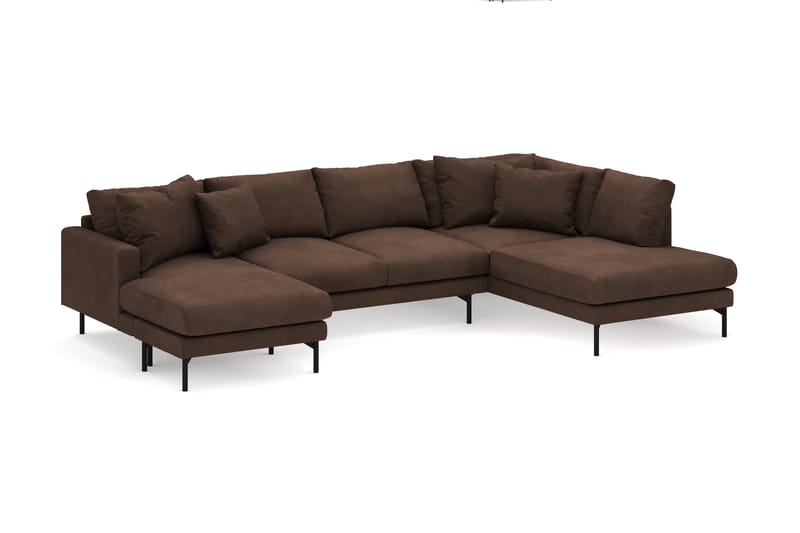 Menard 4-sits Högervänd U-formad Soffa med Divan och Schäslong i Manchester - Brun - Möbler - Vardagsrum - Soffor - U-soffor