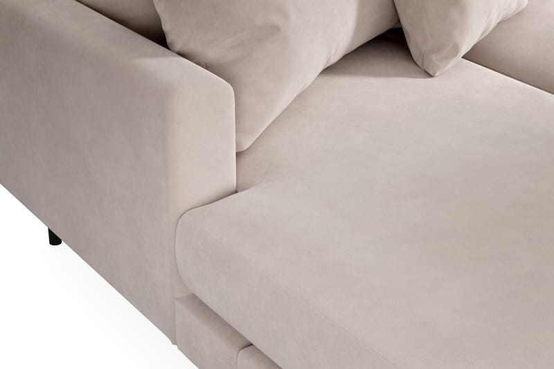 Menard 4-sits Högervänd U-formad Soffa med Divan och Schäslong i Sammet - Beige - Möbler - Vardagsrum - Soffor - U-soffor
