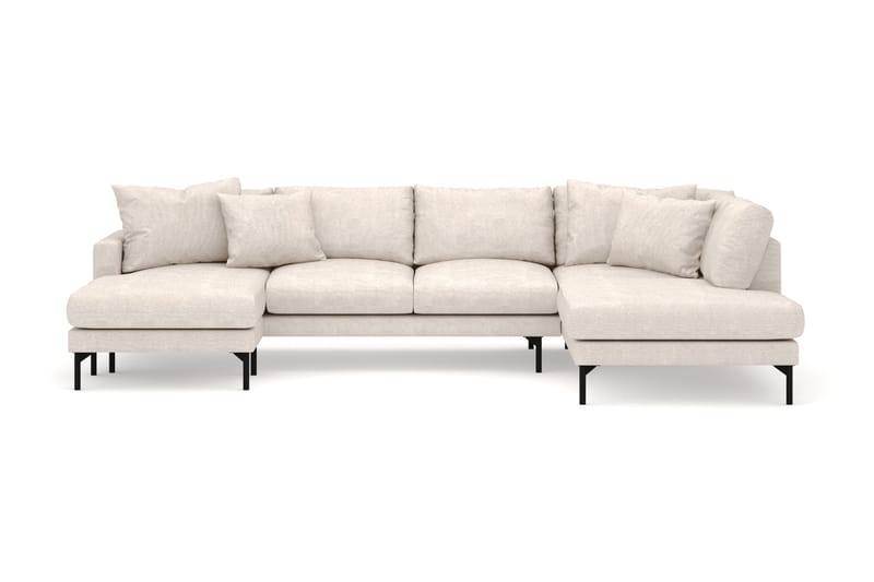 Menard 4-sits Högervänd U-formad Soffa med Divan och Schäslong i Tyg - Beige - Möbler - Vardagsrum - Soffor - U-soffor