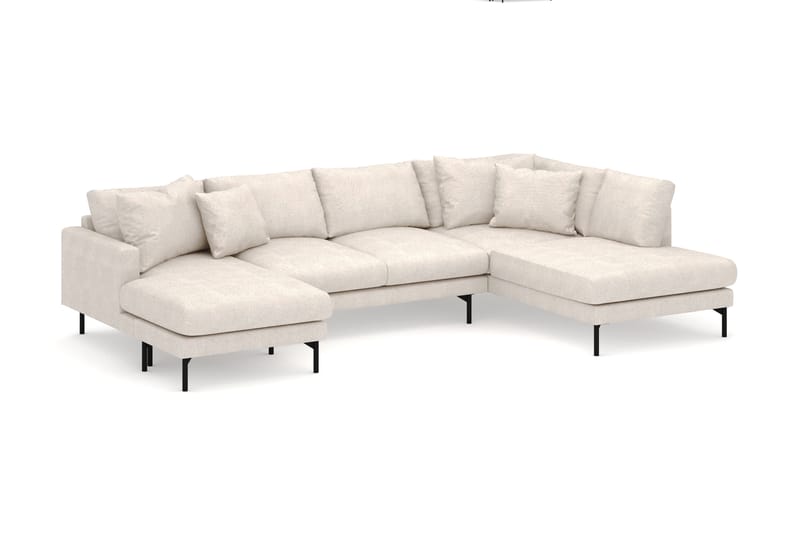 Menard 4-sits Högervänd U-formad Soffa med Divan och Schäslong i Tyg - Beige - Möbler - Vardagsrum - Soffor - U-soffor