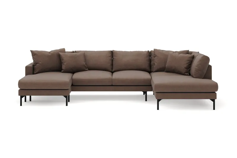 Menard 4-sits Högervänd U-formad Soffa med Divan och Schäslong i Tyg, Brun