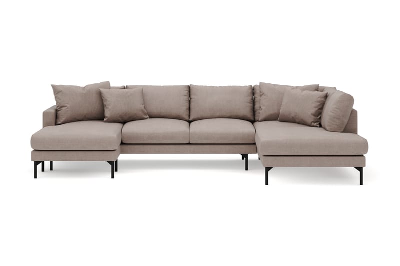 Menard 4-sits Högervänd U-formad Soffa med Divan och Schäslong i Tyg, Brun