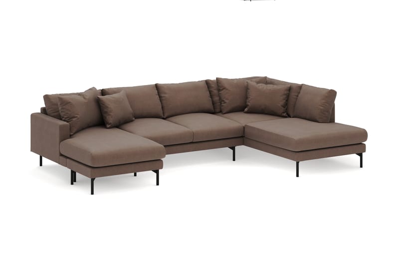 Menard 4-sits Högervänd U-formad Soffa med Divan och Schäslong i Tyg - Brun - Möbler - Vardagsrum - Soffor - U-soffor