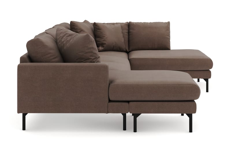 Menard 4-sits Högervänd U-formad Soffa med Divan och Schäslong i Tyg - Brun - Möbler - Vardagsrum - Soffor - U-soffor
