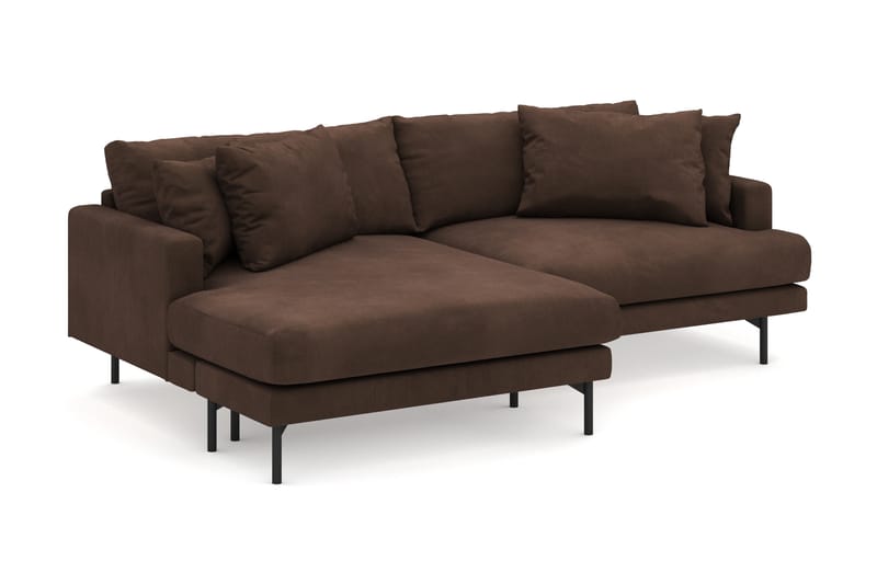 Menard 4-sits Vänstervänd L-formad Divansoffa i Manchester - Brun - Möbler - Vardagsrum - Soffor - Divansoffa & schäslong