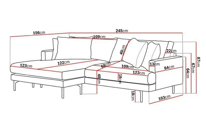 Menard 4-sits Vänstervänd L-formad Divansoffa i Manchester - Mörkgrön - Möbler - Vardagsrum - Soffor - Divansoffa & schäslong