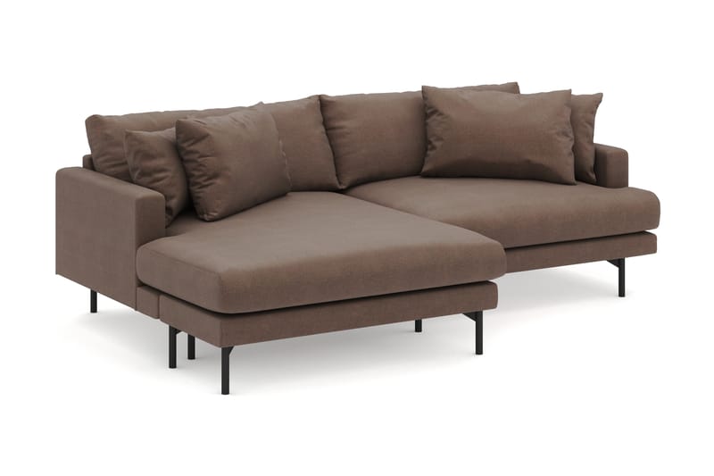 Menard 4-sits Vänstervänd L-formad Divansoffa i Tyg - Brun - Möbler - Vardagsrum - Soffor - Divansoffa & schäslong