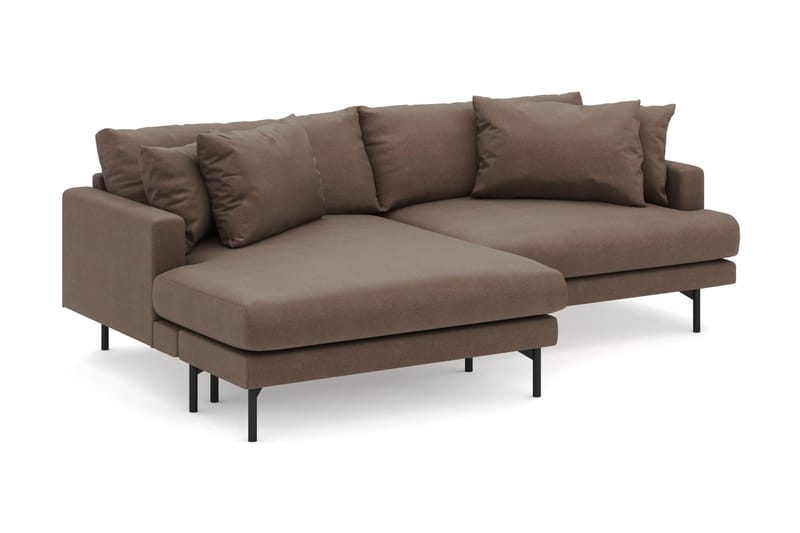 Menard 4-sits Vänstervänd L-formad Divansoffa i Tyg - Brun - Möbler - Vardagsrum - Soffor - Divansoffa & schäslong