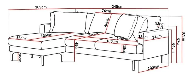 Menard 4-sits Vänstervänd L-formad Djup Divansoffa i Manchester - Brun - Möbler - Vardagsrum - Soffor - Divansoffa & schäslong