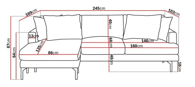 Menard 4-sits Vänstervänd L-formad Djup Divansoffa i Manchester - Greige - Möbler - Vardagsrum - Soffor - Divansoffa & schäslong