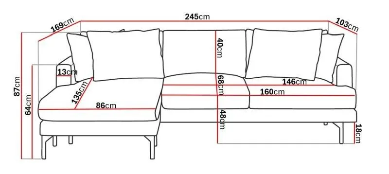 Menard 4-sits Vänstervänd L-formad Djup Divansoffa i Tyg - Brun - Möbler - Vardagsrum - Soffor - Divansoffa & schäslong