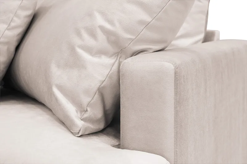 Menard 4-sits Vänstervänd L-formad Djup Schäslongsoffa i Sammet - Beige - Möbler - Vardagsrum - Soffor - Divansoffa & schäslong