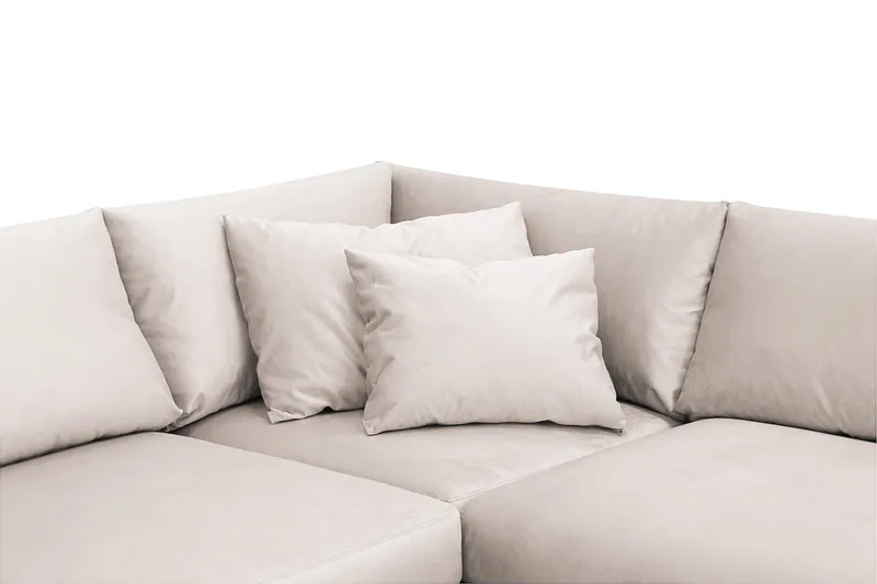 Menard 4-sits Vänstervänd L-formad Djup Schäslongsoffa i Sammet - Beige - Möbler - Vardagsrum - Soffor - Divansoffa & schäslong