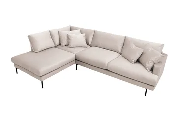 Menard 4-sits Vänstervänd L-formad Djup Schäslongsoffa i Sammet - Beige - Möbler - Vardagsrum - Soffor - Divansoffa & schäslong