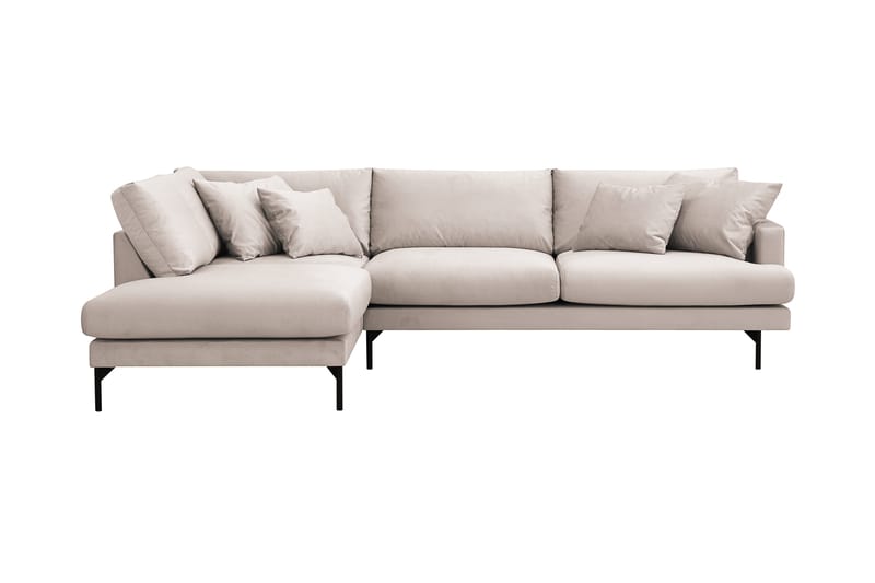 Menard 4-sits Vänstervänd L-formad Djup Schäslongsoffa i Sammet - Beige - Möbler - Vardagsrum - Soffor - Divansoffa & schäslong